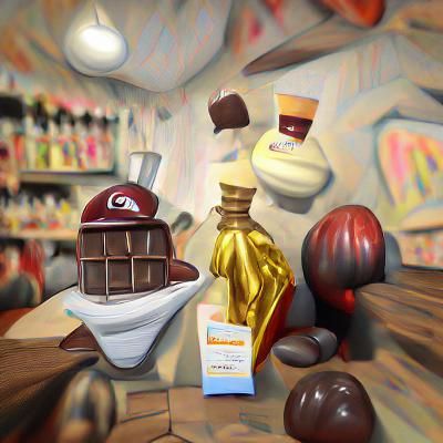 Chocolate Shop Interior: Oil on Canvas Painting