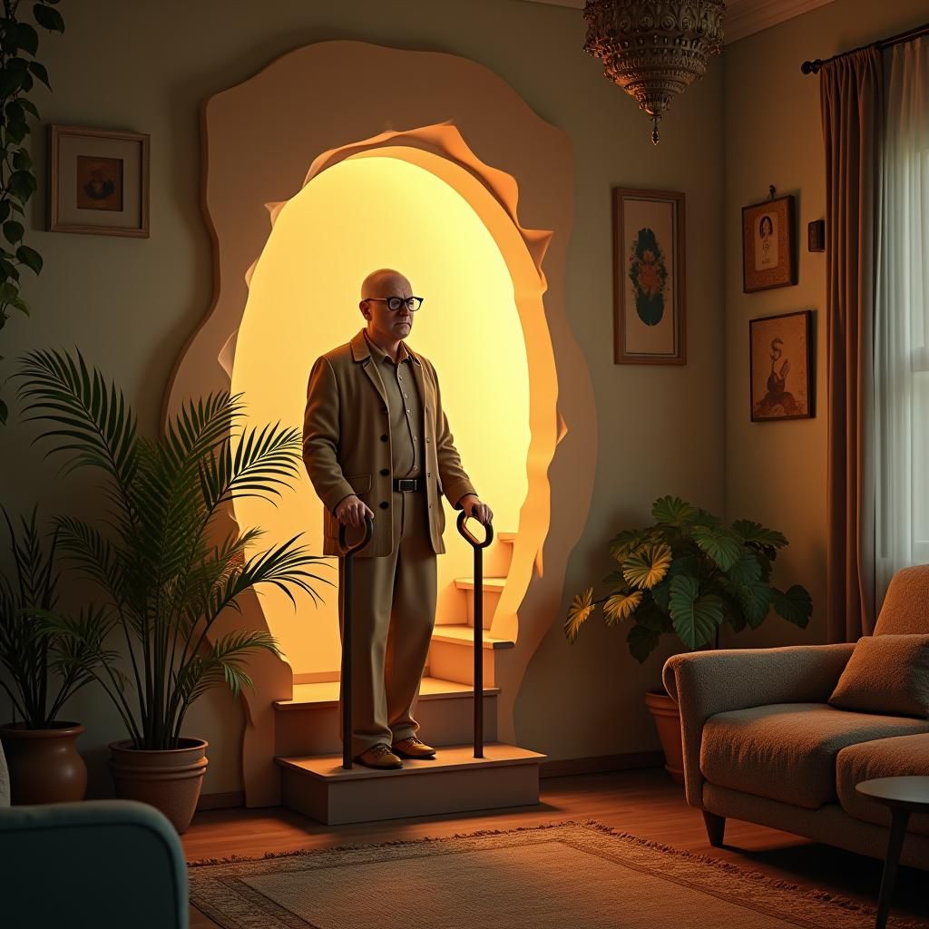 Magical Portal Replaces Stairs in Dreamlike Matte Painting