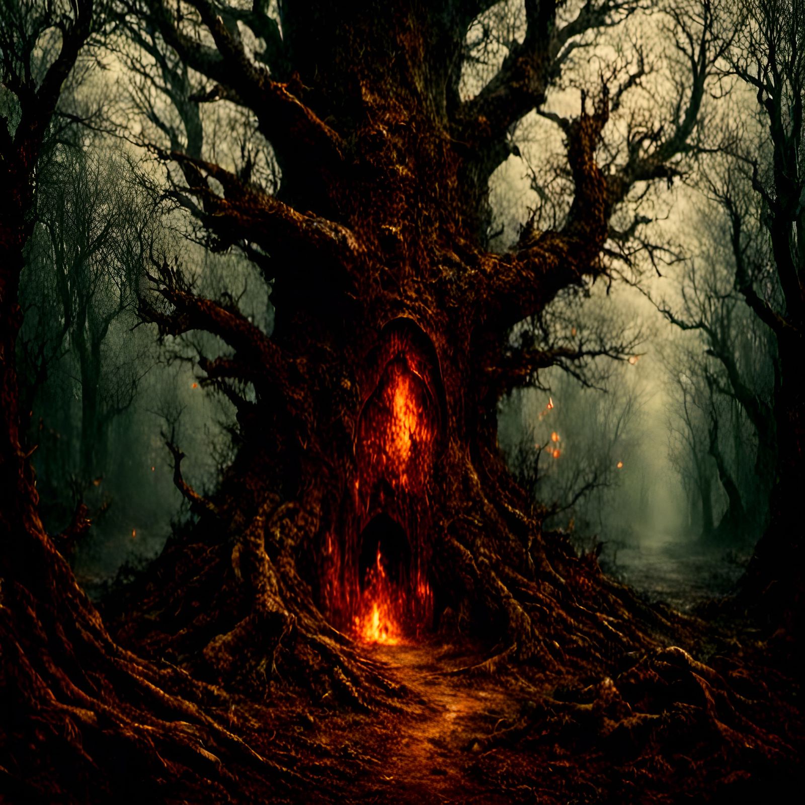 Golden Dragon Lost in Hyperreal Forest