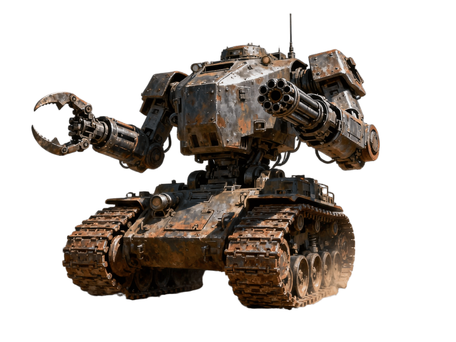 Giant Combat Robot in Post-Apocalyptic Ruins