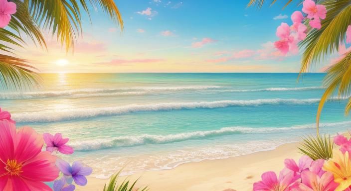 Beach Festival in Impasto Style with Color Gradients