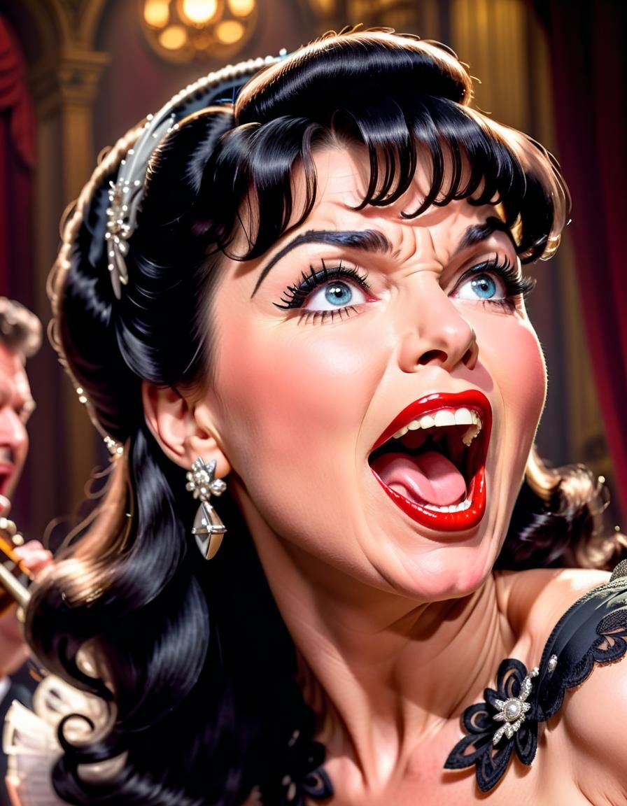 Mysterious Eloïse in the mad scene of Lucia di Lammermoor opera by Per.