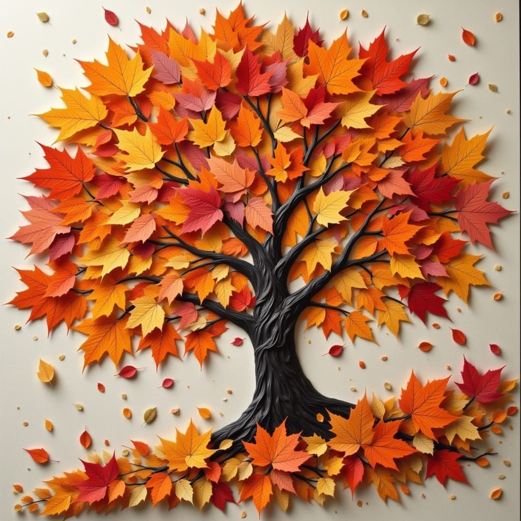 Beautiful Autumn Paper Art Scene