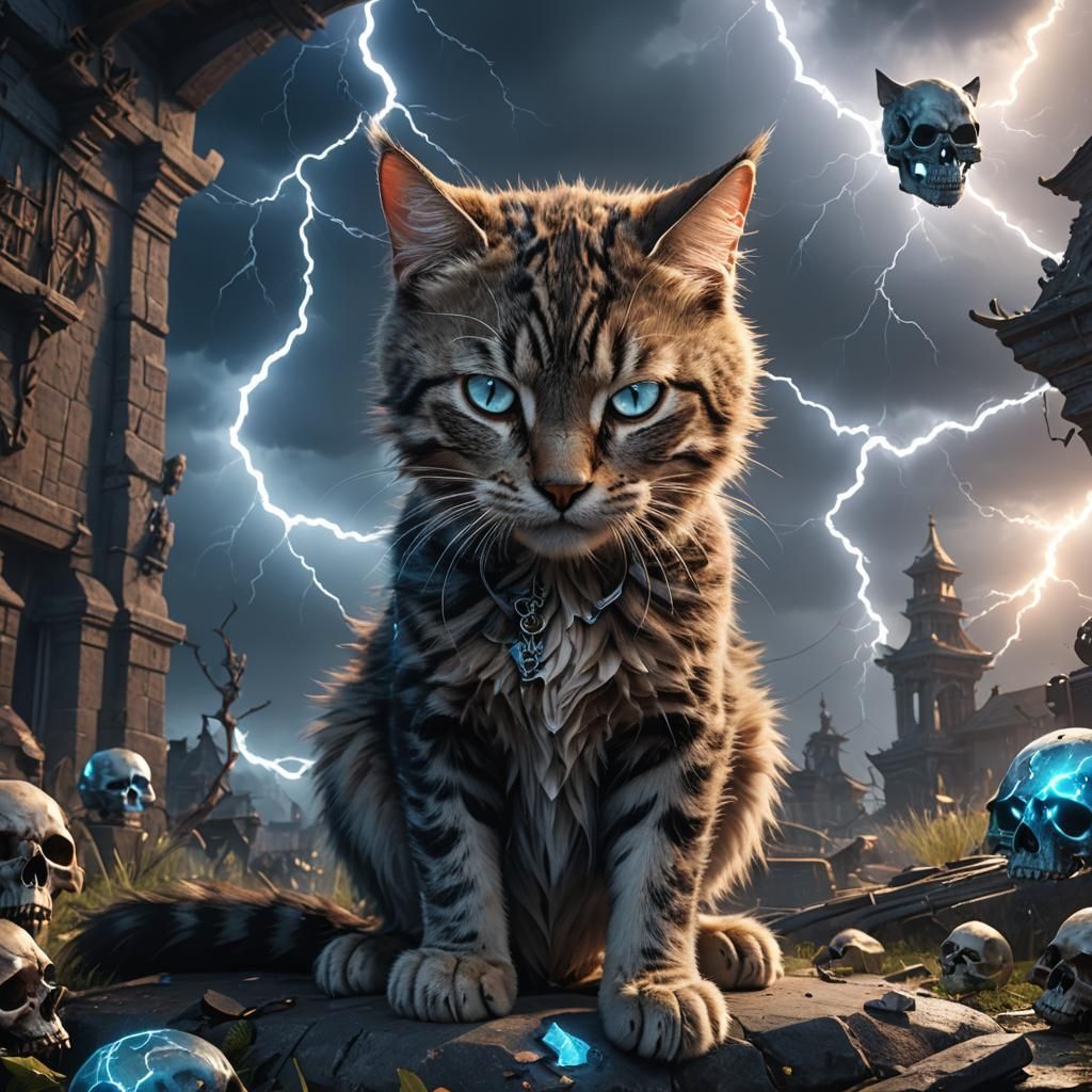 Cat Skeleton Illuminated After Lightning Strike