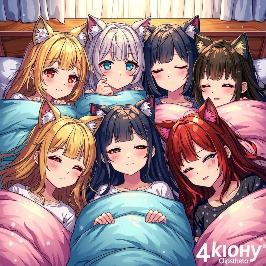 Anime Girls' Slumber Party in Studio Trigger Style