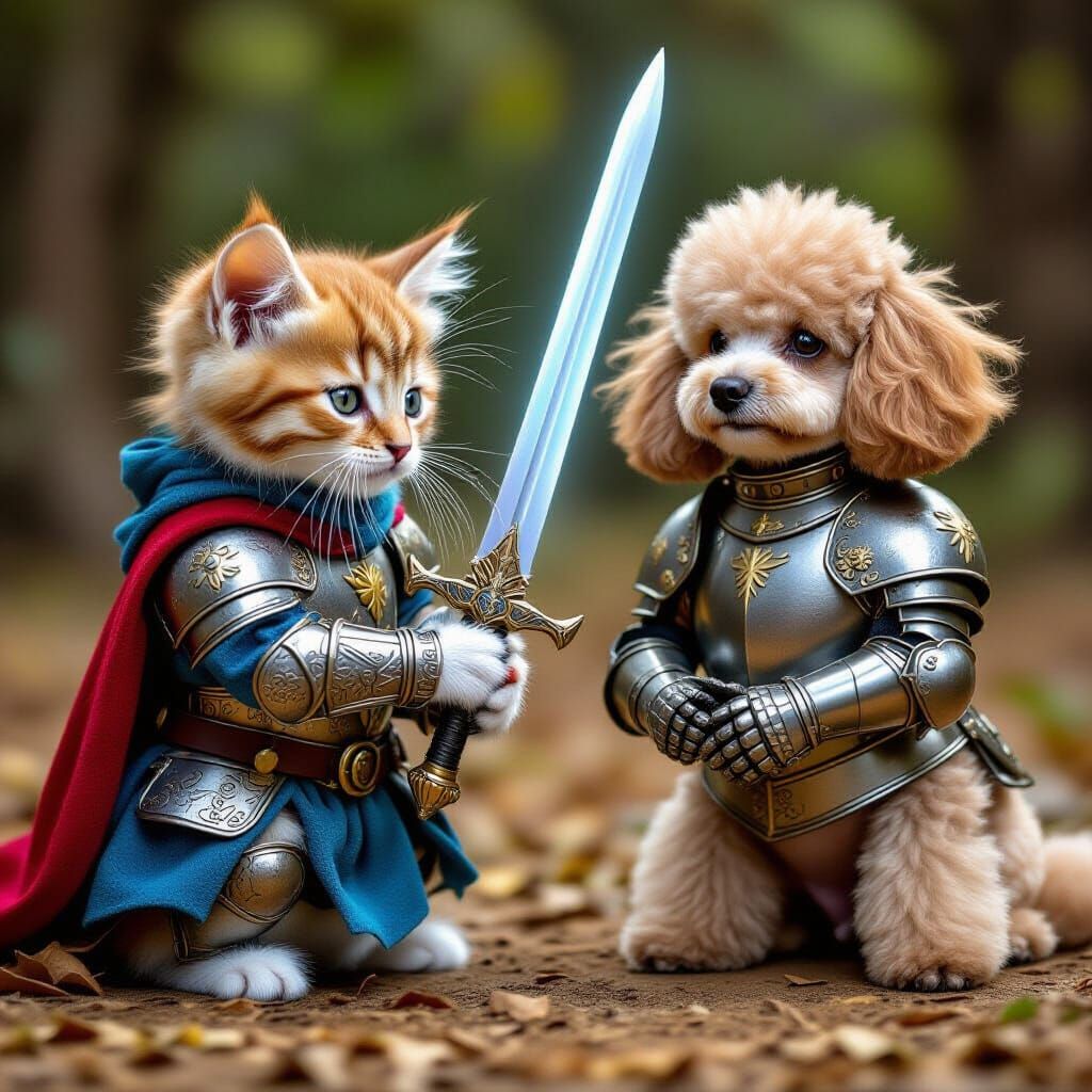 Kitten Mage vs Poodle Knight in Armor