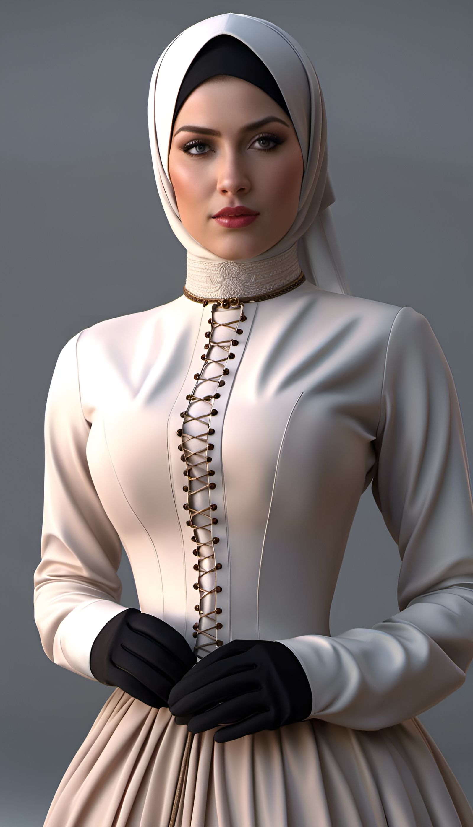 Victorian Woman in Modest Dress and Hijab