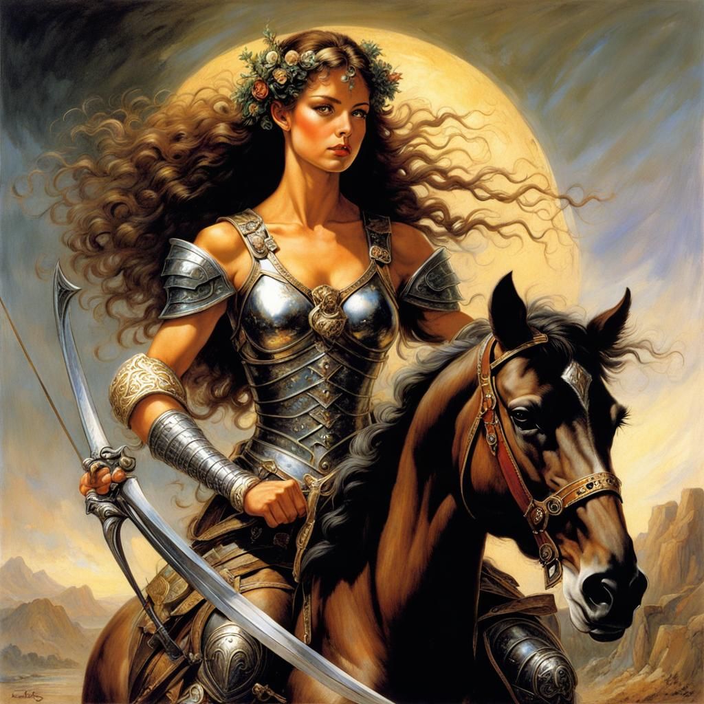 Armored Centaur Woman with Bow: Fantasy Art