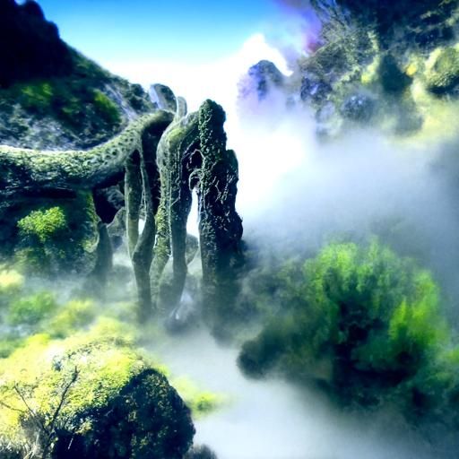 Ethereal Moss and Rock Landscape in Giger Style