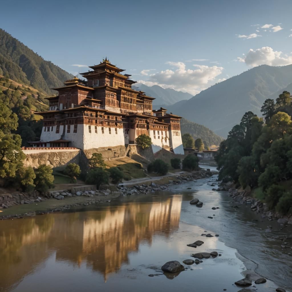 Punakha Dzong, rivers in Bhutan.