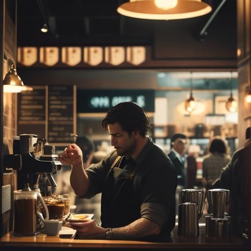 Cinematic Latte Art Creation in Coffee Shop