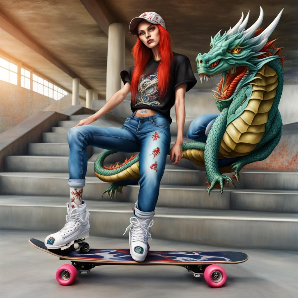Elf Woman in Jnco Jeans at Skate Park