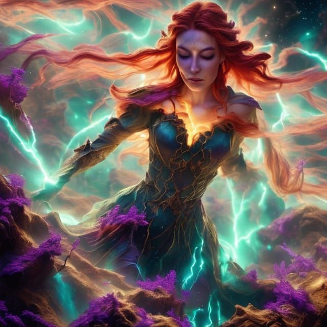 Stunning Digital Painting: Ethereal Entity Extracts Energy f...