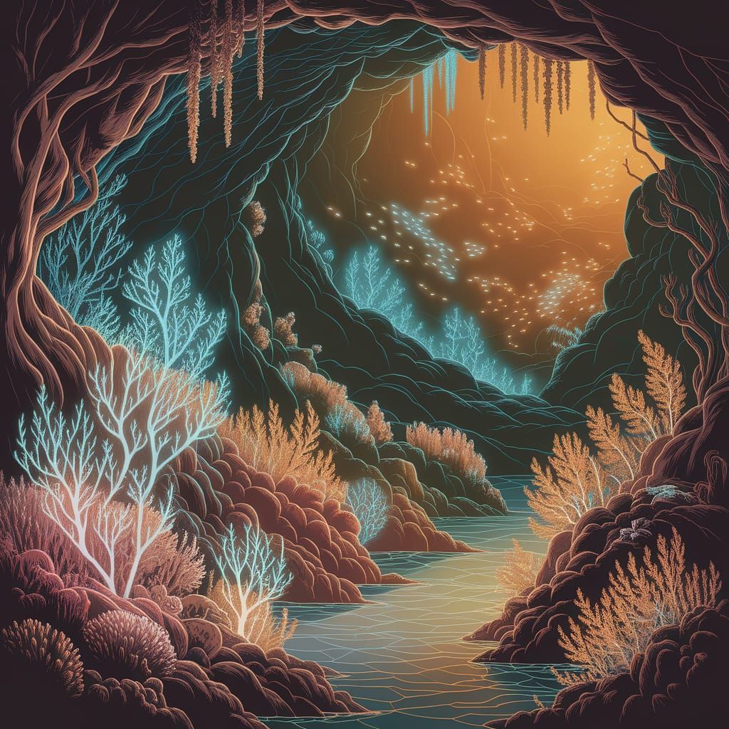 Ethereal Underwater Scene in Art Nouveau Style