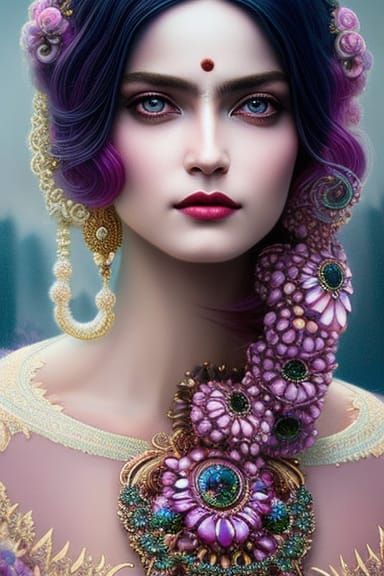 Fractal Goddess in Elaborate Digital Art Style