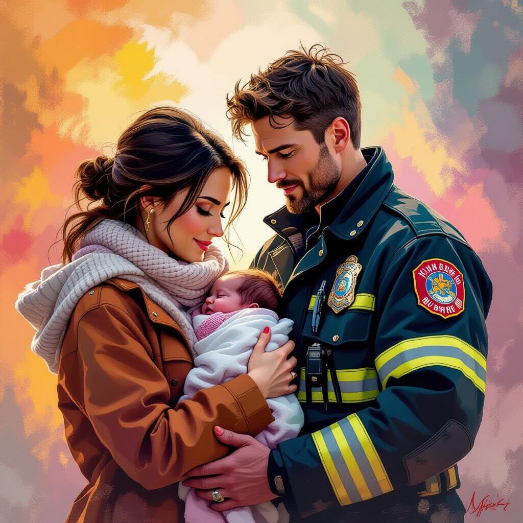 Loving Family Portrait in Hyperrealistic Style