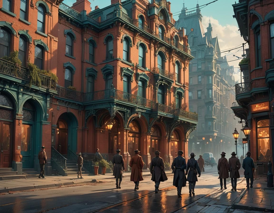 Victorian Street Scene in Greg Rutkowski Style