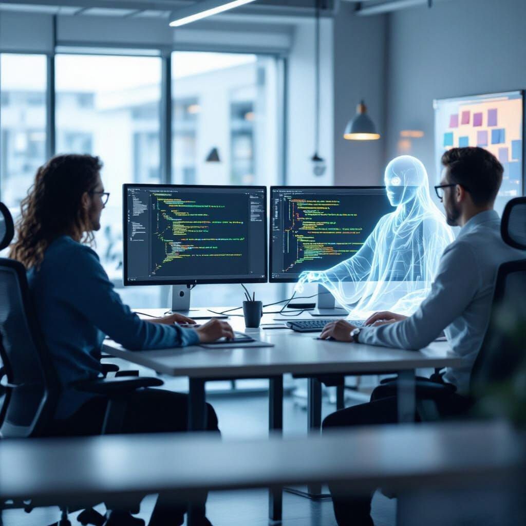 AI Ghost Assists Developers in Modern Tech Office