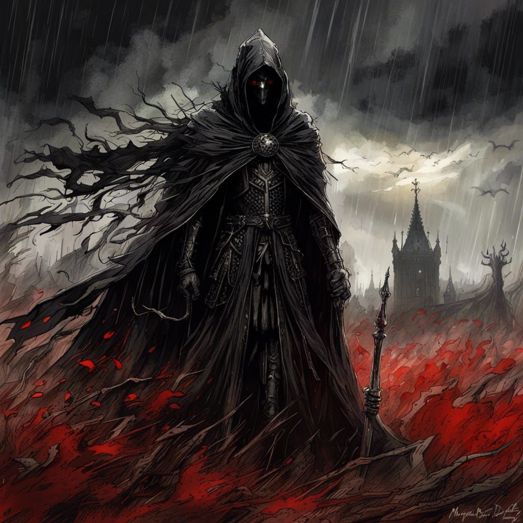 Dark Fantasy Nazgul in a Field of Thorns