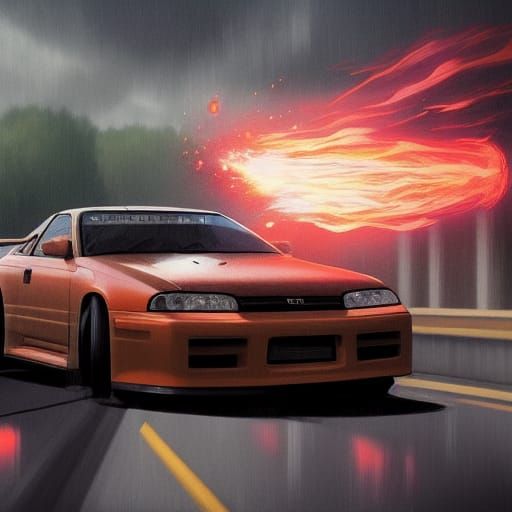 240 SX Highway Portrait in Detailed Digital Art