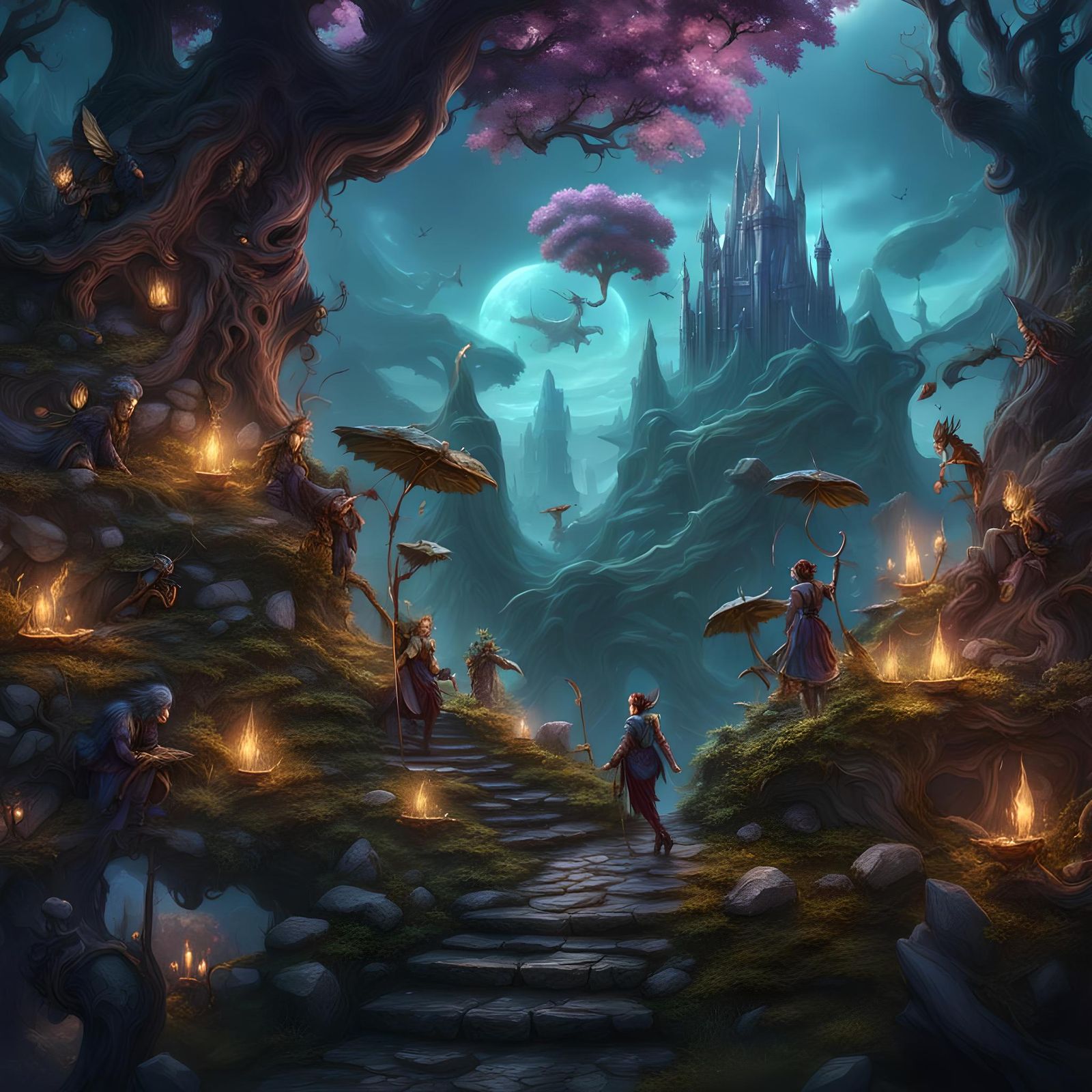 Detailed Matte Painting of a Faerie Scene
