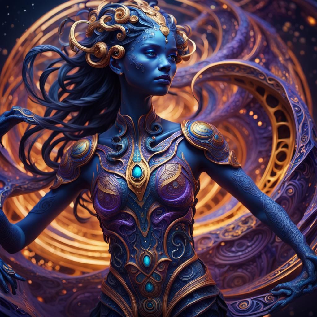 Otherworldly Being in a Swirling Dreamscape