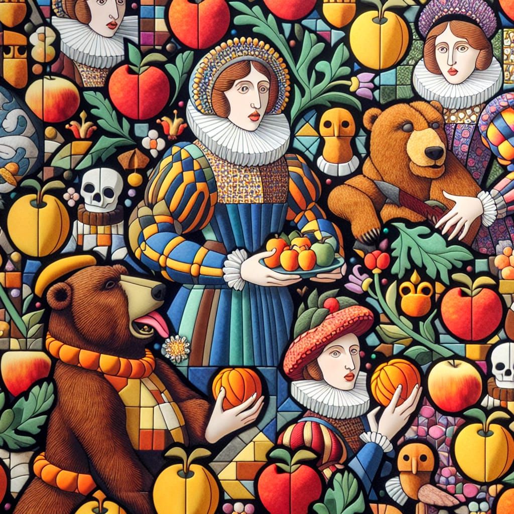 Titania in Spacebuns Exeunt Pursued by a Bear - Shakespearean Fruit