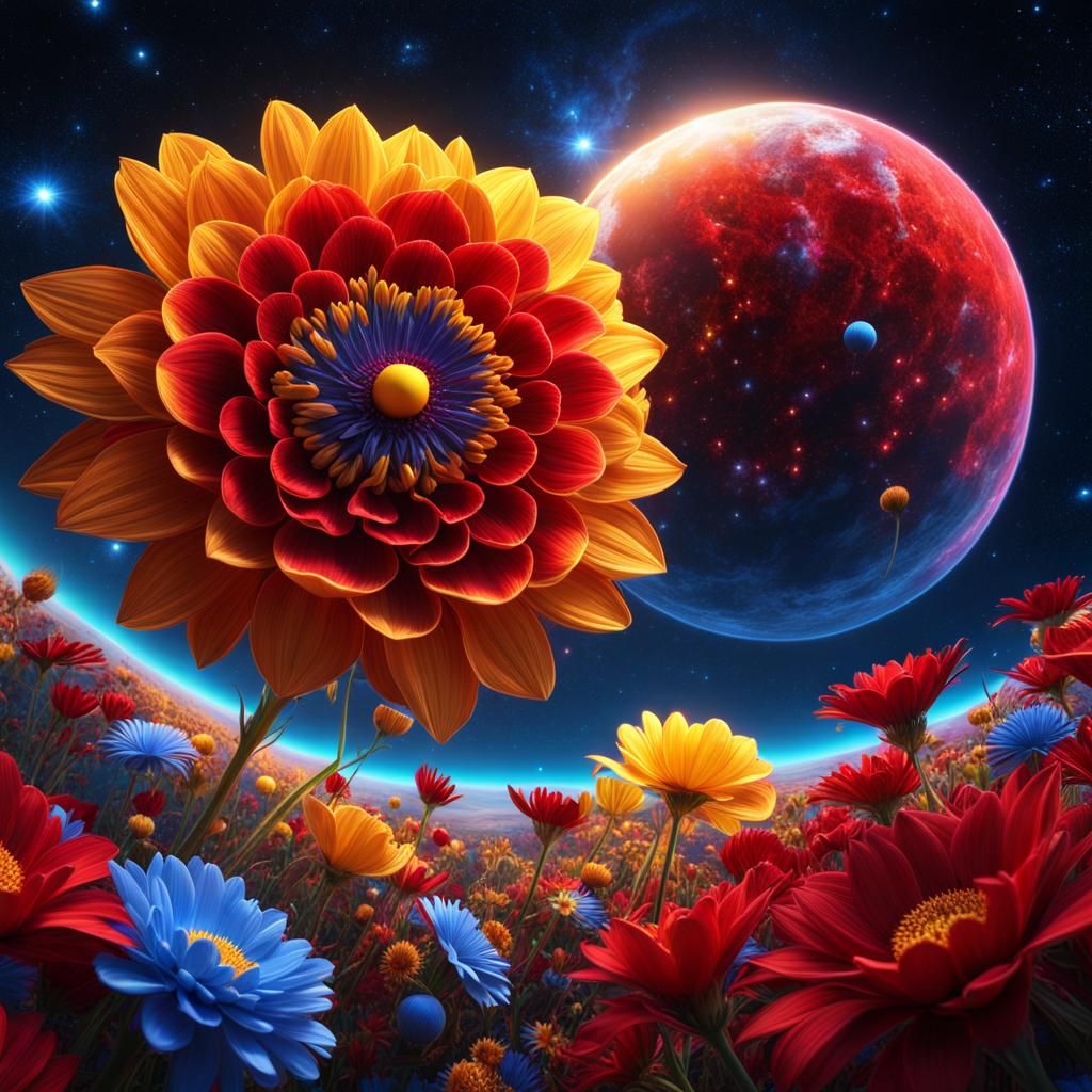 Exotic Alien World with Bioluminescent Flora