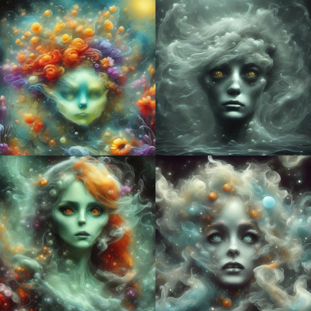 Adorable Ghost Portrait in Alcohol Ink Style