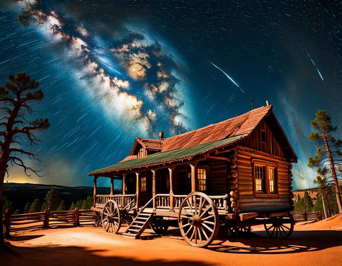 Bryce Canyon Meteor Shower in Van Gogh Style
