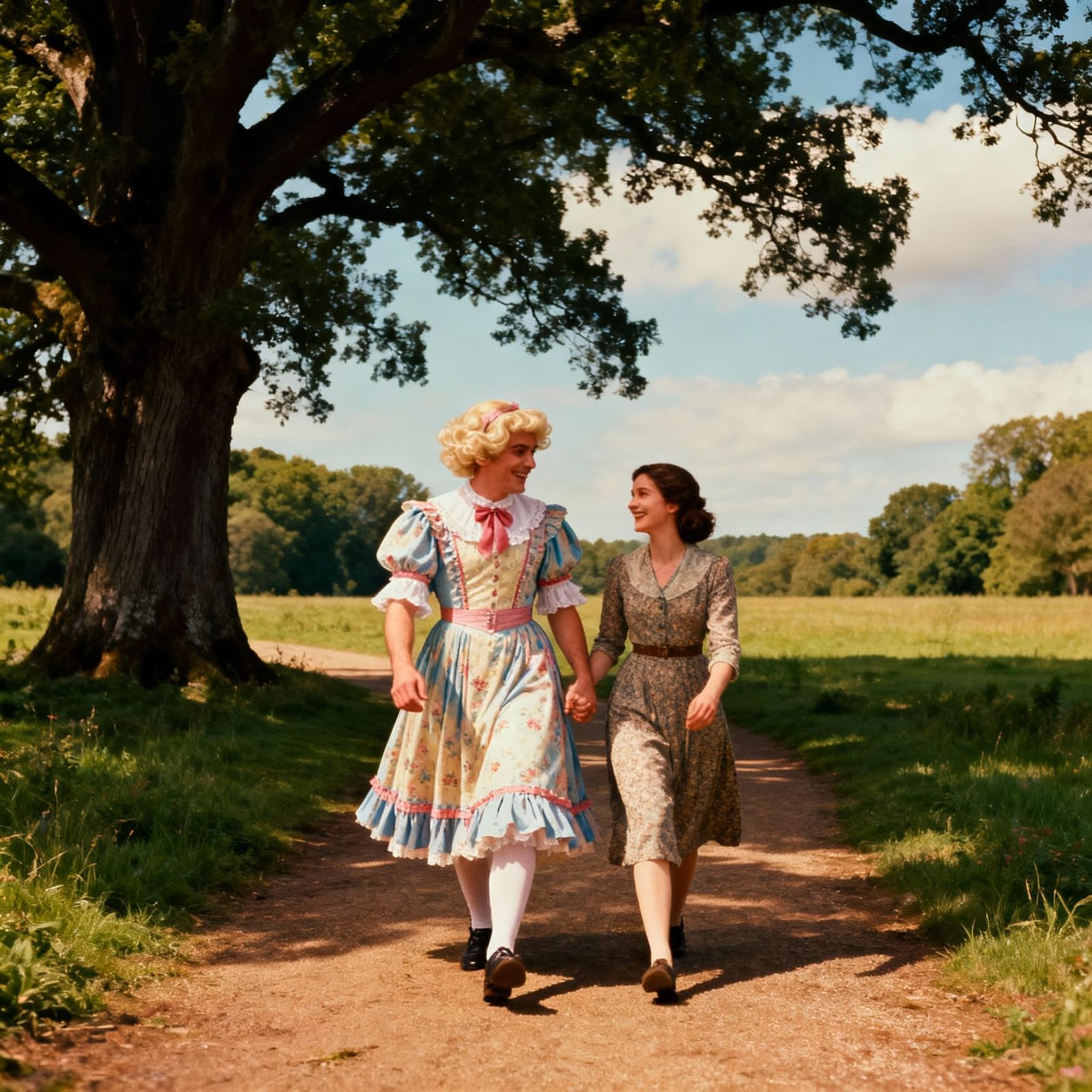 Happy Couple in Love, Jim Crossdressing in Pollyanna Style