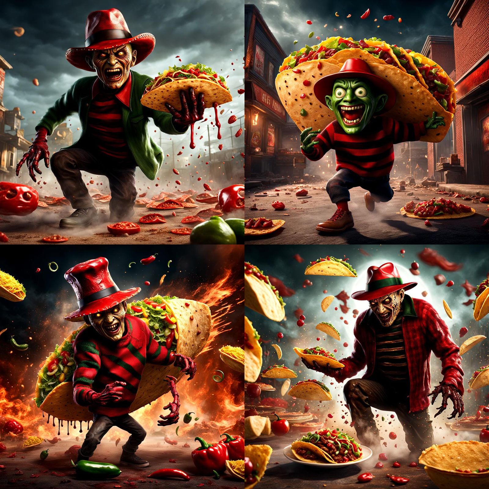 Jalapeno Freddy Krueger Attacks Taco Shell