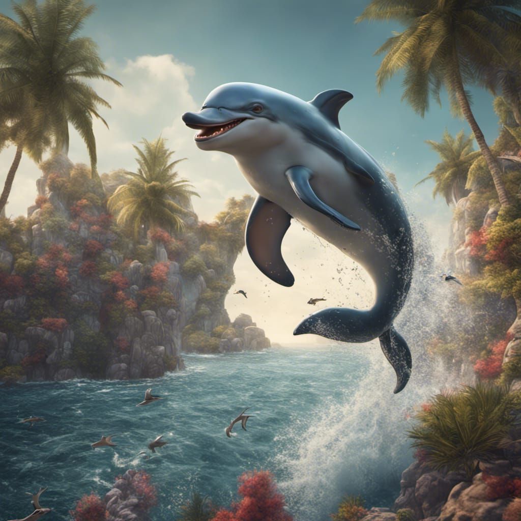 Laughing Dolphin in Detailed Fantasy Concept Art
