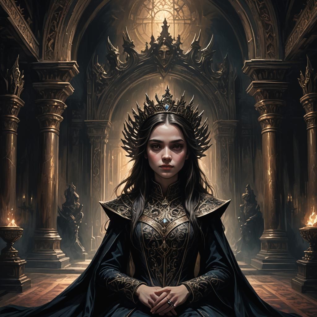 Dark Fantasy Girl Places a Curse: Digital Painting