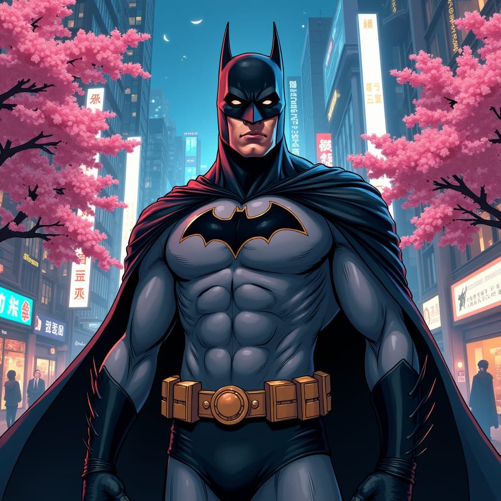 Manga-Style Batman in Tokyo, Inspired by Anime