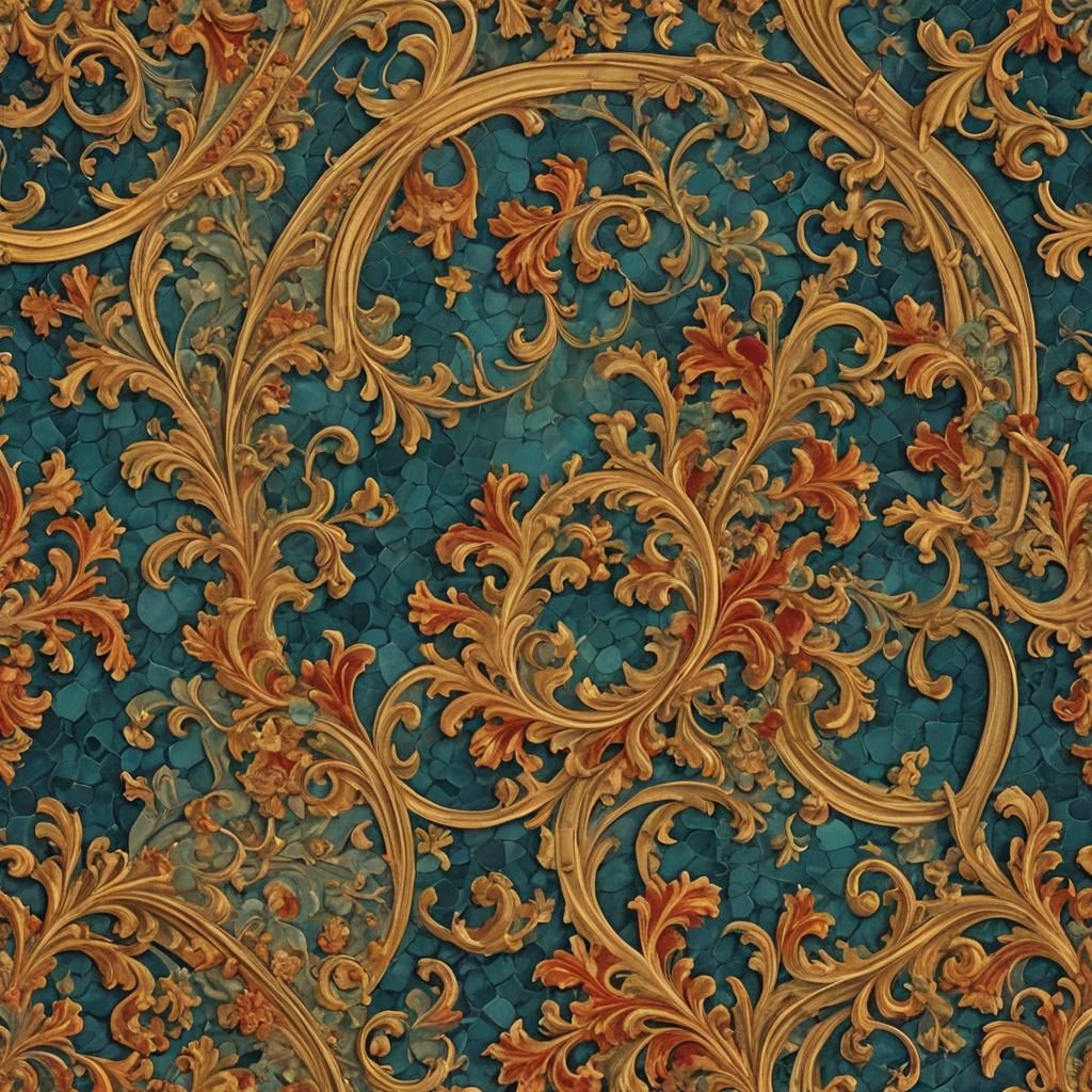 Abstract Renaissance Art in Complementary Colors