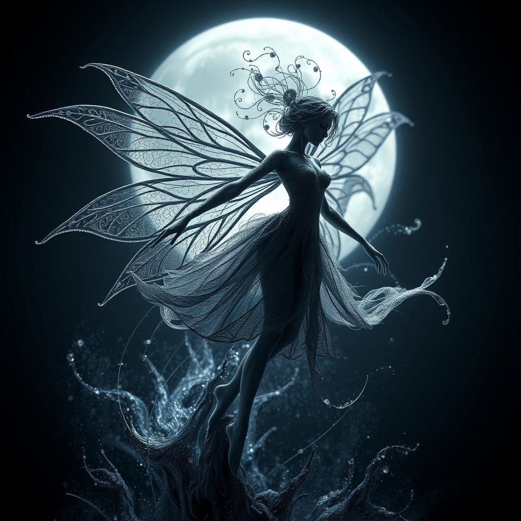 Enchanting Dark Fairy in Ethereal Moonlight
