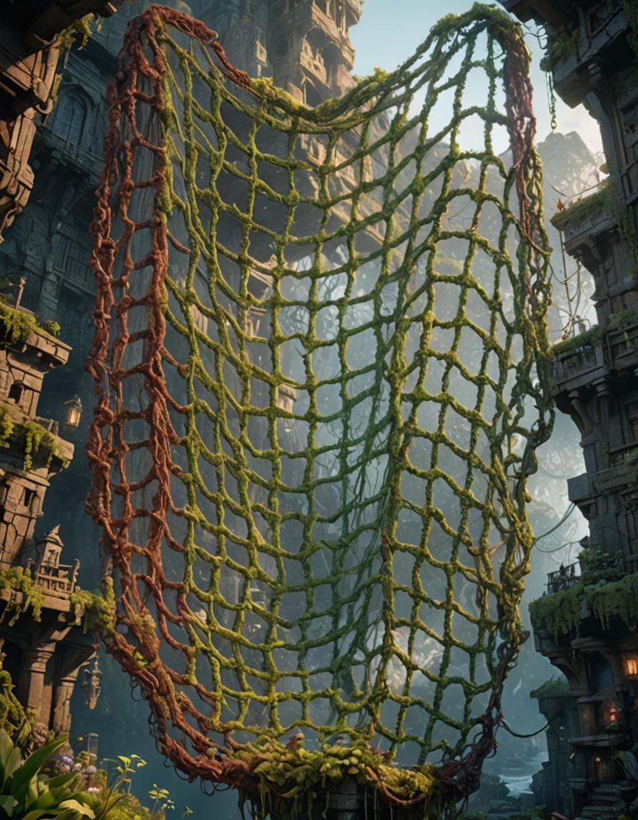 Detailed Matte Painting of a Net in Deep Color