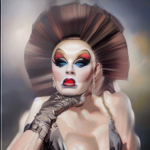 Dieselpunk Drag Queen Portrait in Oil