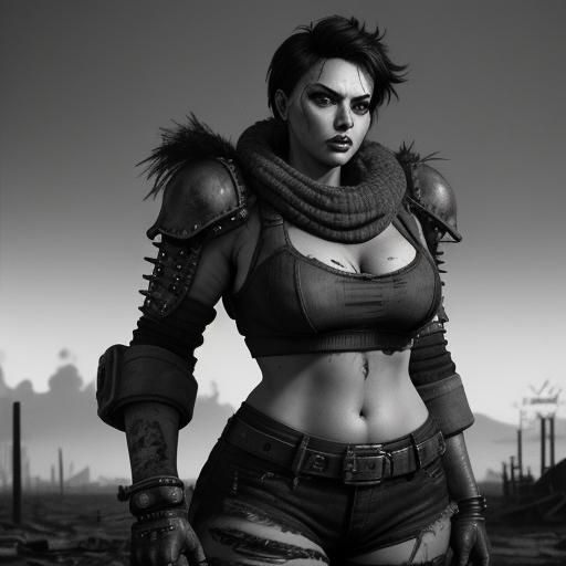 Epic Diesel-Punk Pin-Up Girl in a Post-Apocalyptic Landscape