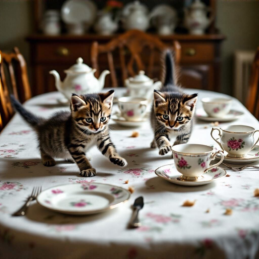 Kittens Cause Chaos in English Dining Room