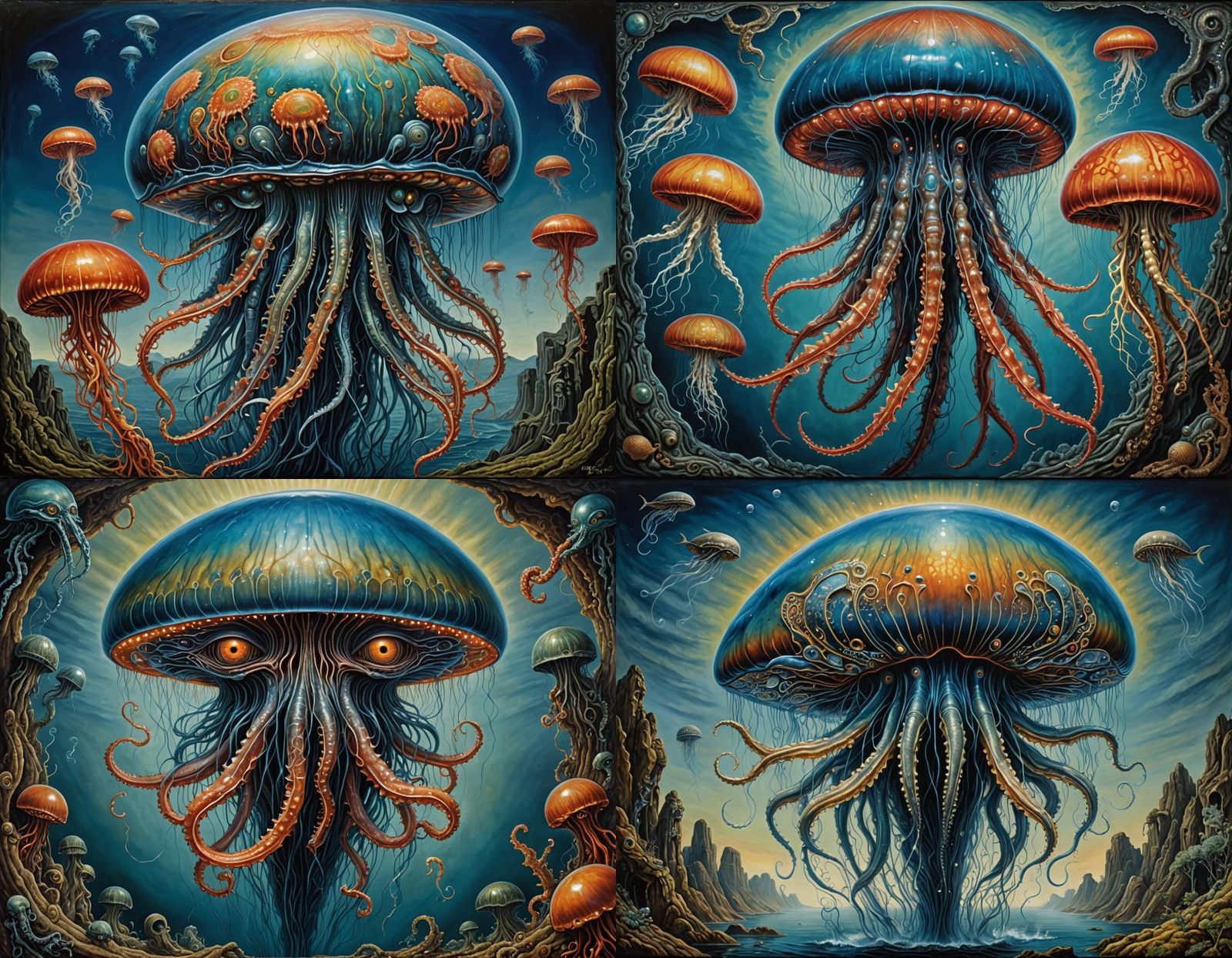 Surreal Hybrid Creature Canvas Painting in Academic Style