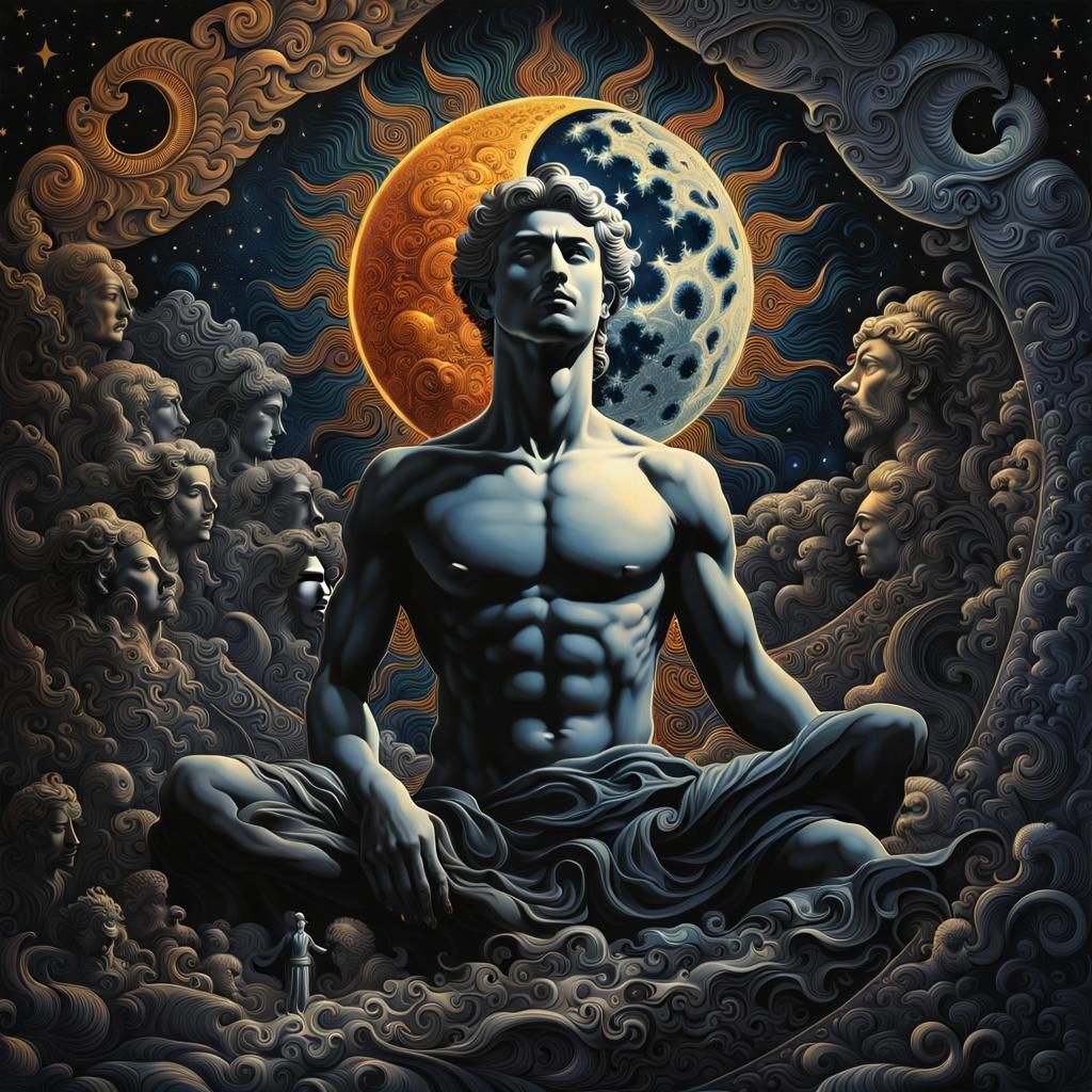 Surreal Male Figure Emerging from Formlessness