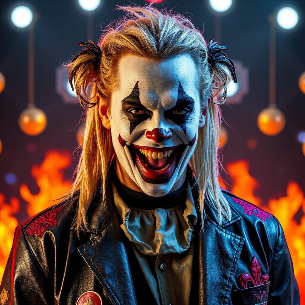 Glitched Clown in Cybernetic Circus, Digital Art