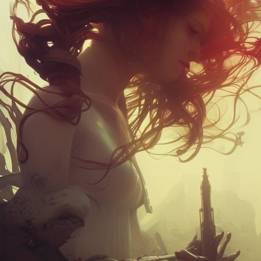Dark Fantasy Masterpiece in Purple and Yellow