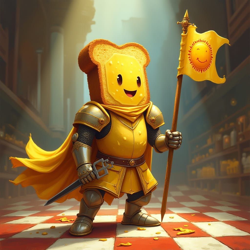 Valiant Rye Toast Knight on Checkered Battlefield