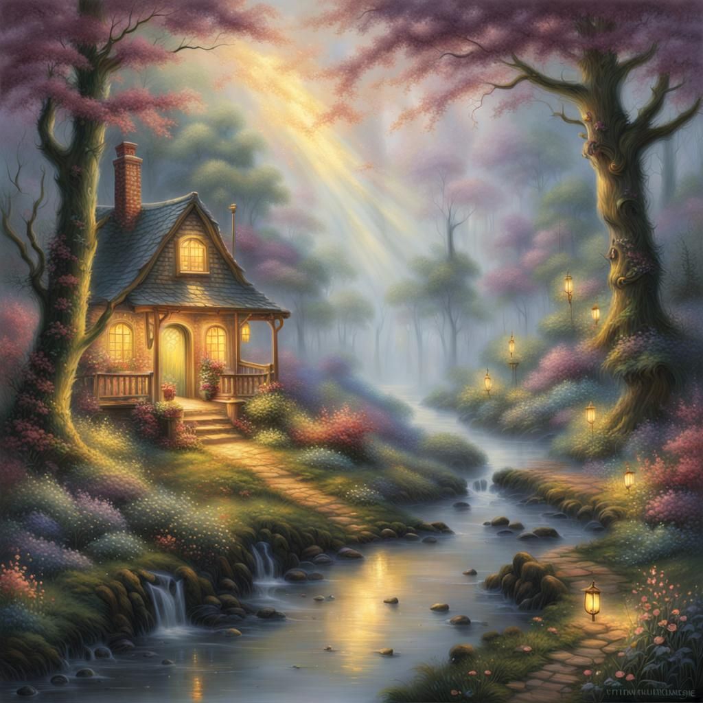 Ethereal Fireflies Light Up Misty Forest