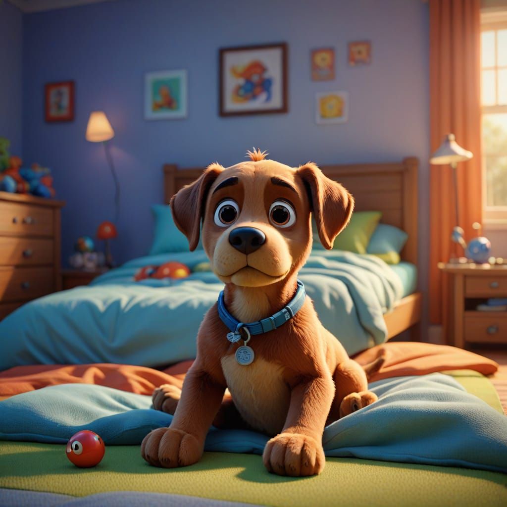 Whimsical Boy's Toy in Vibrant Bedtime Scene