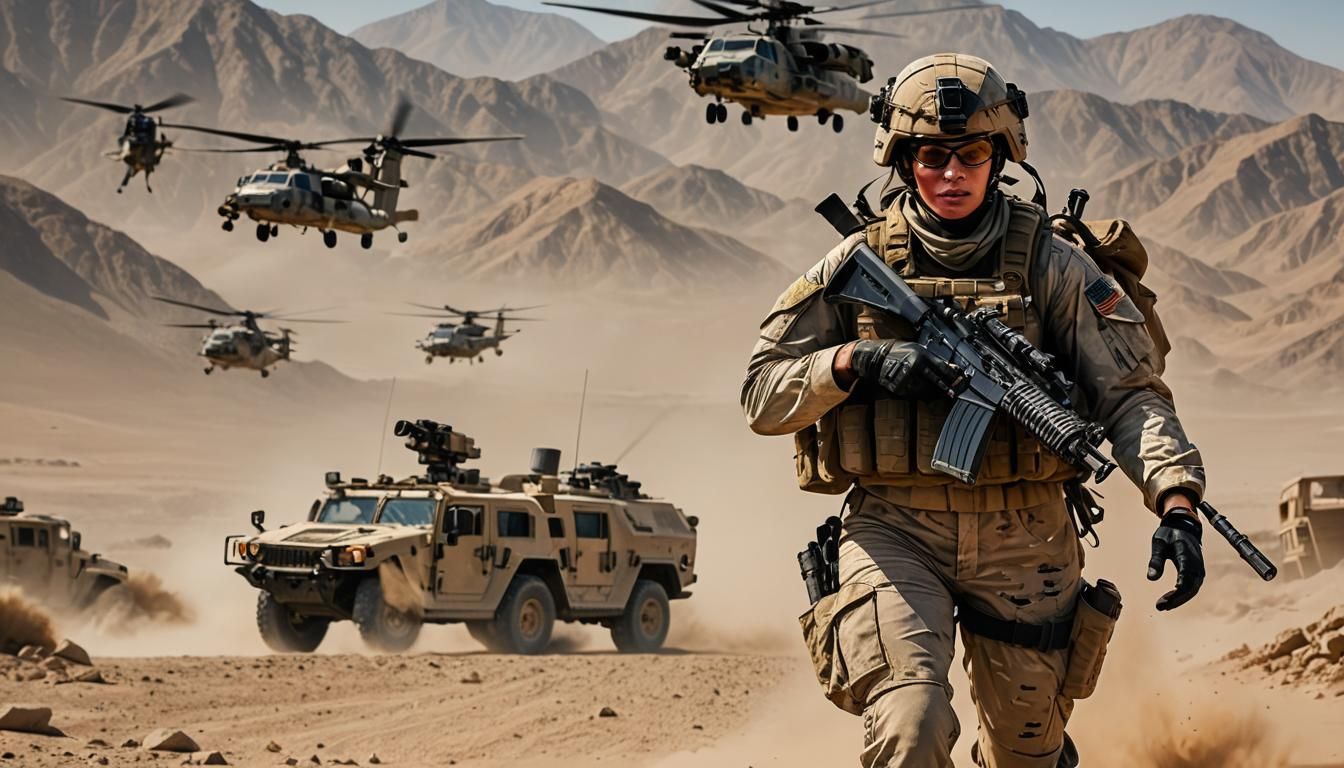 U.S. Marine Charge: Hyperrealistic Concept Art