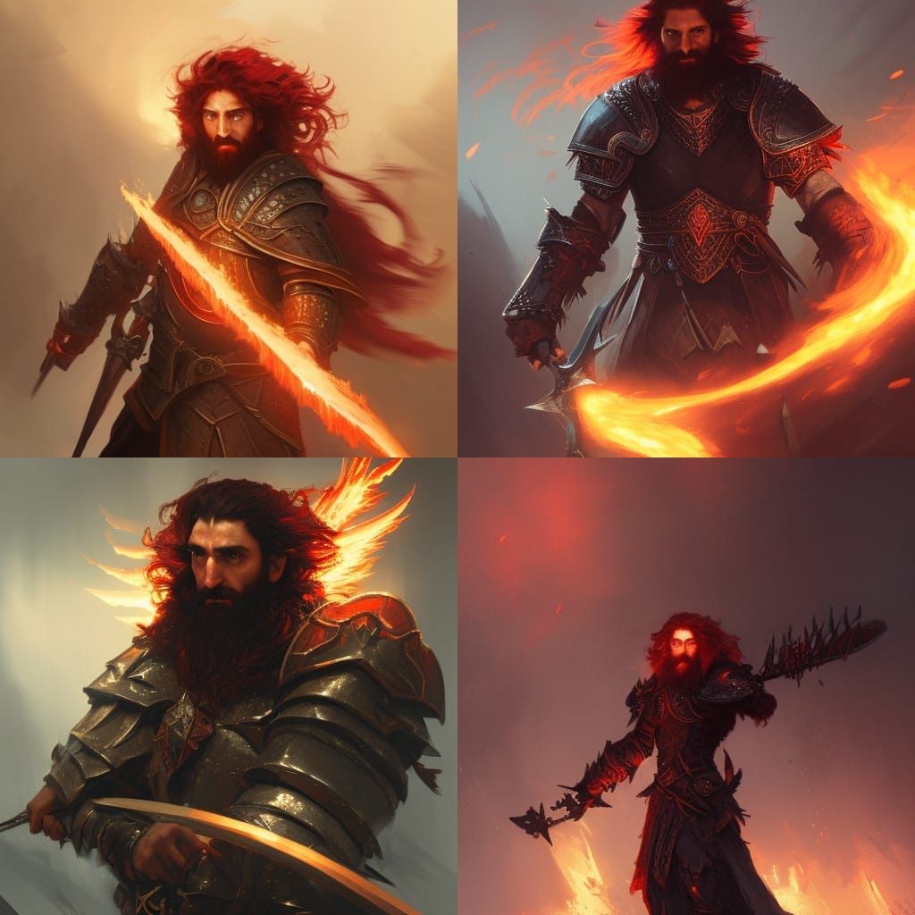 Fiery Azer Dwarf Phoenix Knight Concept Art